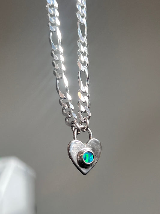 Australian opal heart necklace