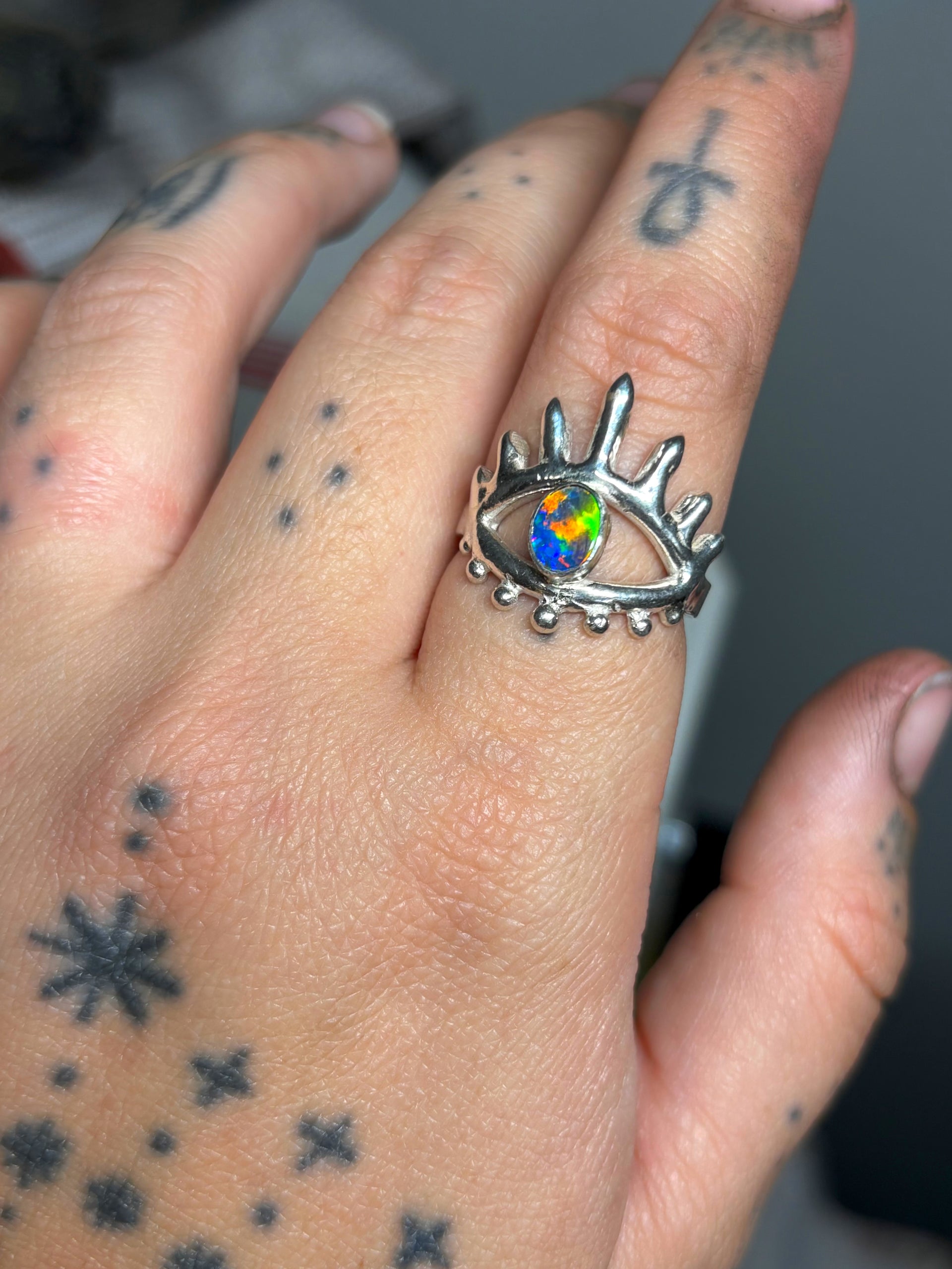 Australian opal eye ring