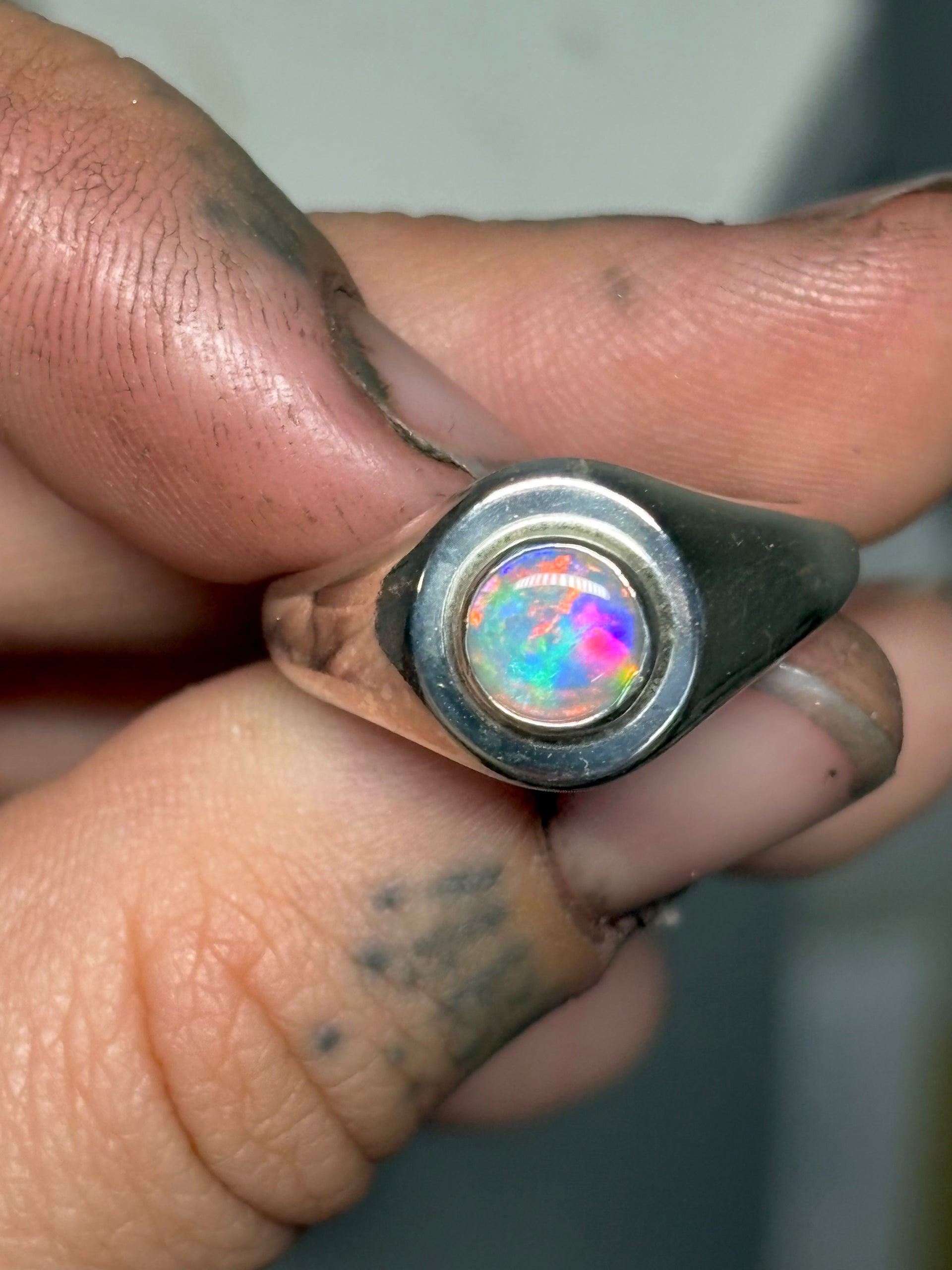 Australian opal signet ring