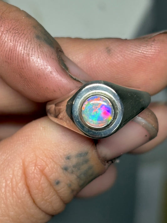 Australian opal signet ring