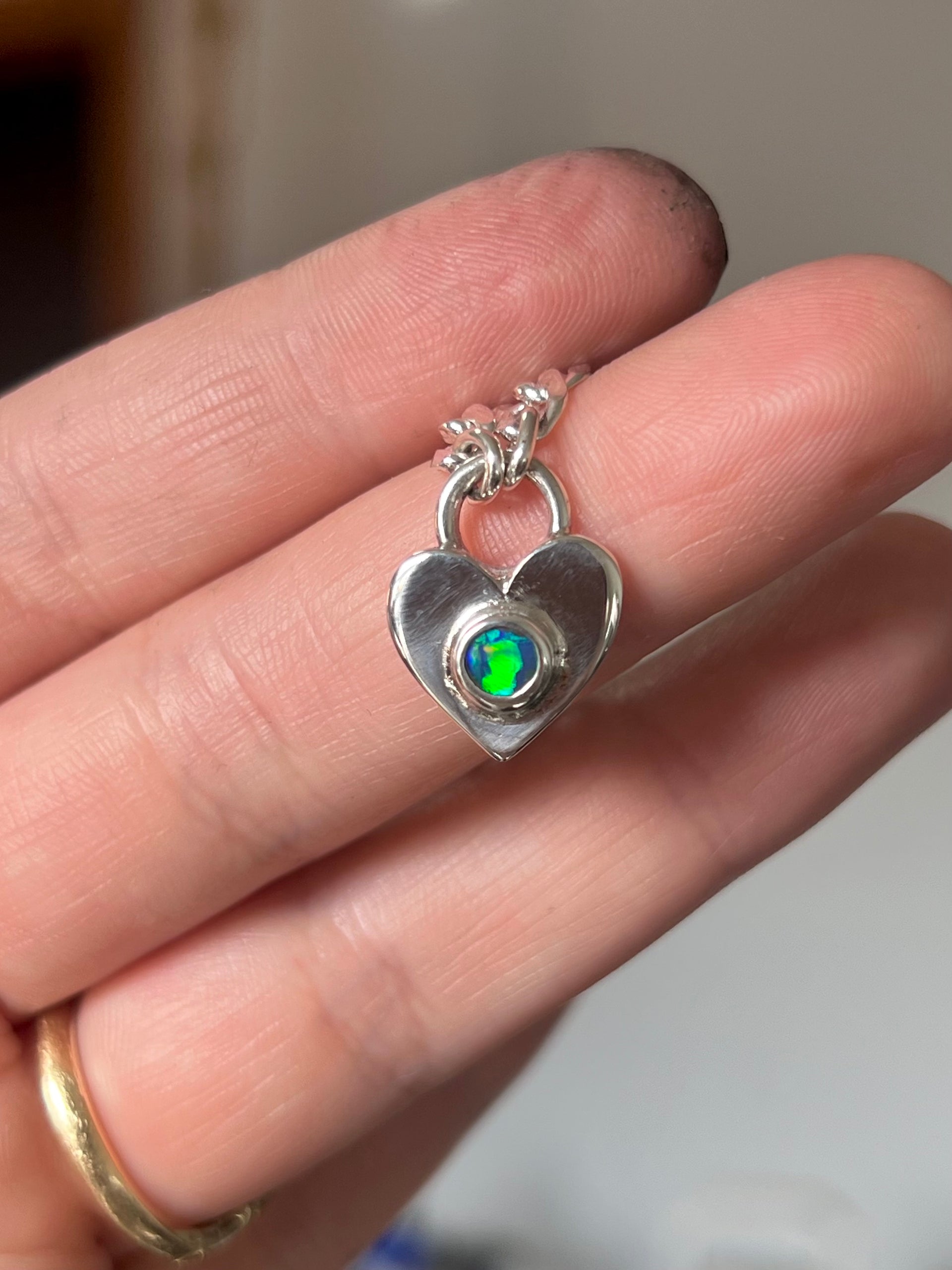 Australian opal heart necklace