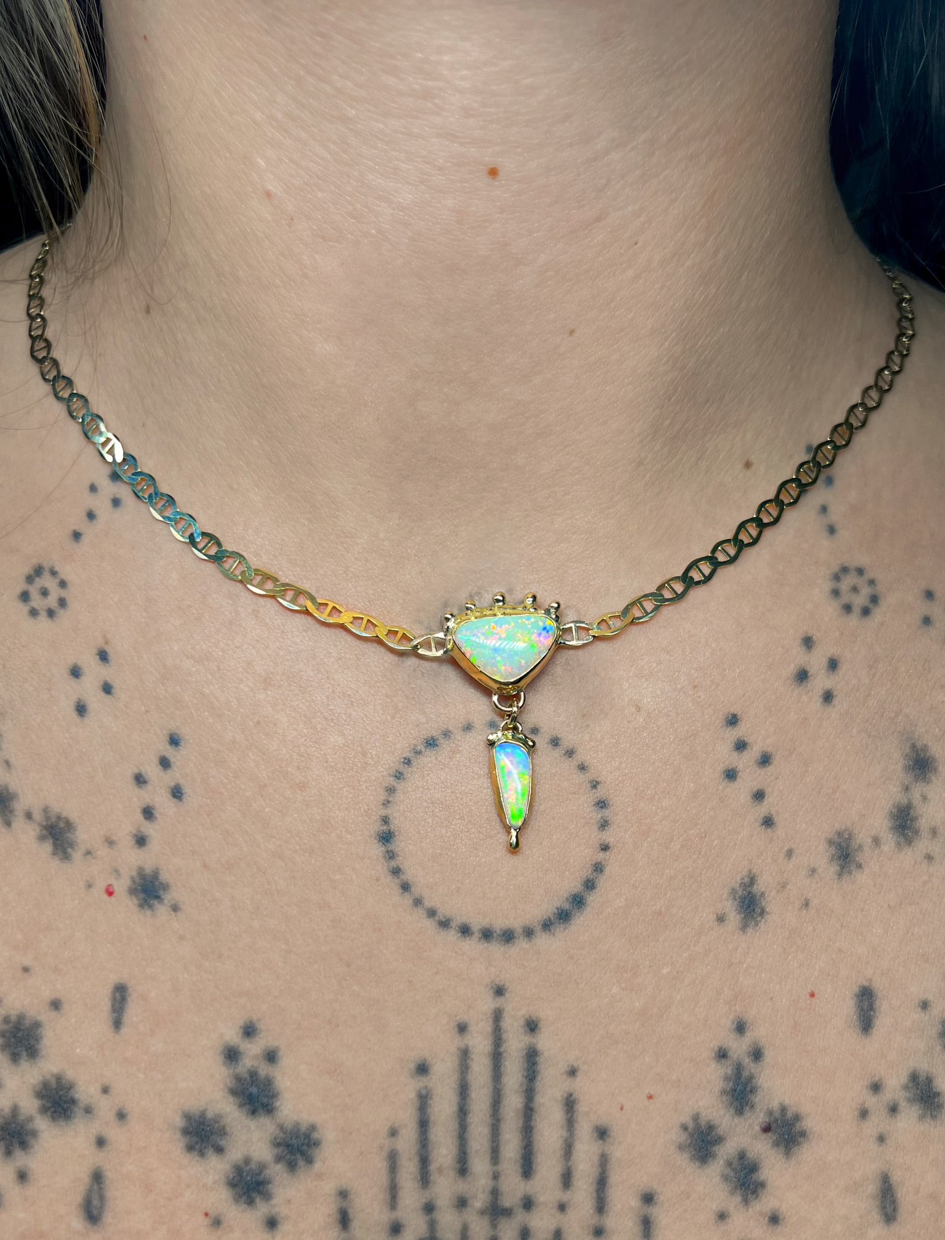 Raffle entry! Dangly gold opal necklace
